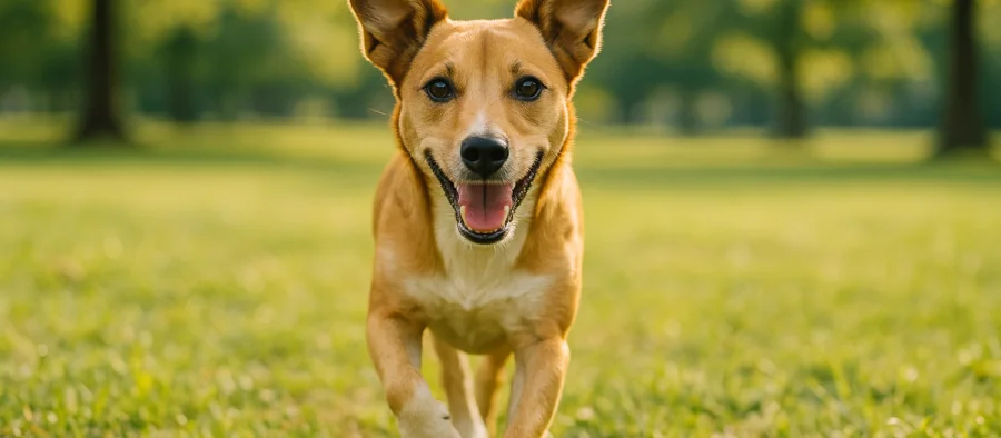 Chien attentif qui revient au rappel vers son maître dans un parc